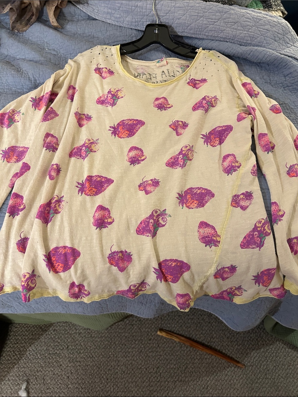 Magnolia Pearl Cream Long Sleeve Tee with Pink/Purple Strawberry Print